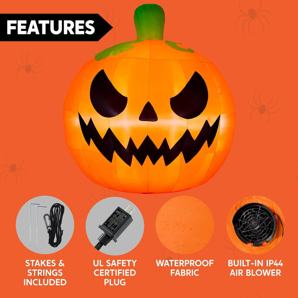 Joyfy 10 Ft Tall Halloween Inflatables Pumpkin,Giant Pumpki Blow Up Decor with Built-in LED Lights,Outdoor Decorations for Yard,Lawn,Garden