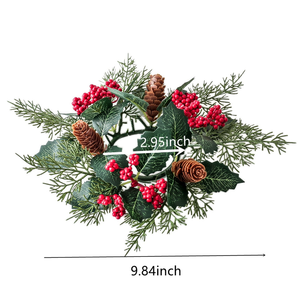 TETOU 2Pcs Halloween Candle Rings Wreath for Pillar Candle Holder, Maple Leaf Black Rose Small Wreaths for Fall Thanksgiving Home Table Centerpieces, Cabinet Decorations - Black