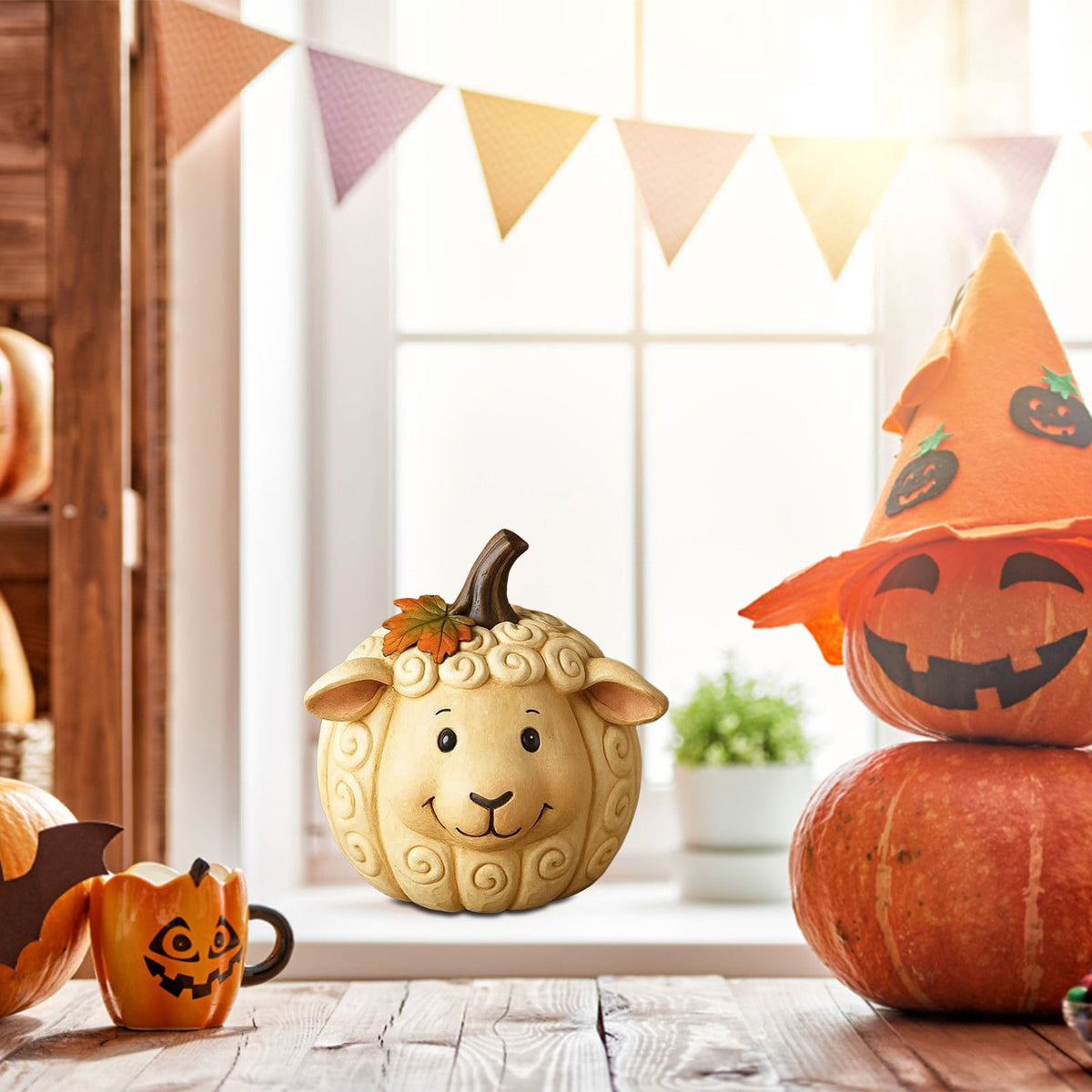 Farm Animal Pumpkin Figurines, Cute Funny Resin Cow Duck Sheep Pig Chicken Horse Statue, Autumn Fall Thanksgiving Halloween Table Centerpiece, Home Desktop Decor, 5-Inch
