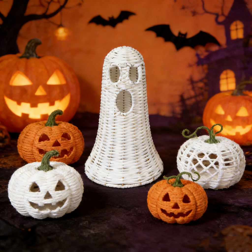 Handwoven Pumpkin Lantern, Rustic Vintage Halloween Decor, 28cm Woven Pumpkin Lantern Without LED Candle Light, Pumpkin Ornament for Mantel Doorstep Halloween Party Decorations