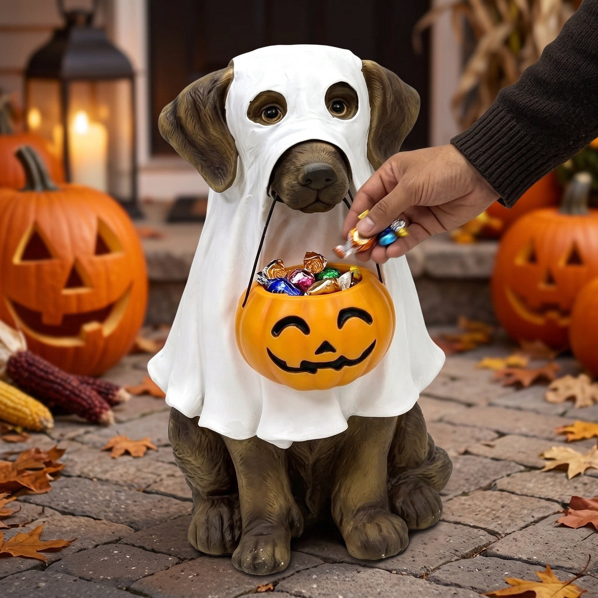 Halloween Ghost Candy Bowl Large Light Up Floor Stand with Remote Control for Halloween Party Treat Display and Trick Or Treat Setup
