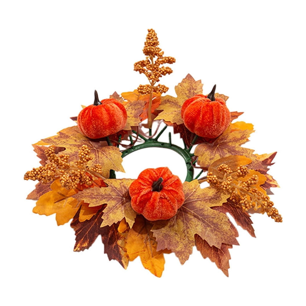 Fall Maple Leaf Front Door Wreath, Multicolor Plastic Seasonal Wreath for Halloween Thanksgiving Christmas Indoor Wall Fireplace Home Decor, 9.84 Inch
