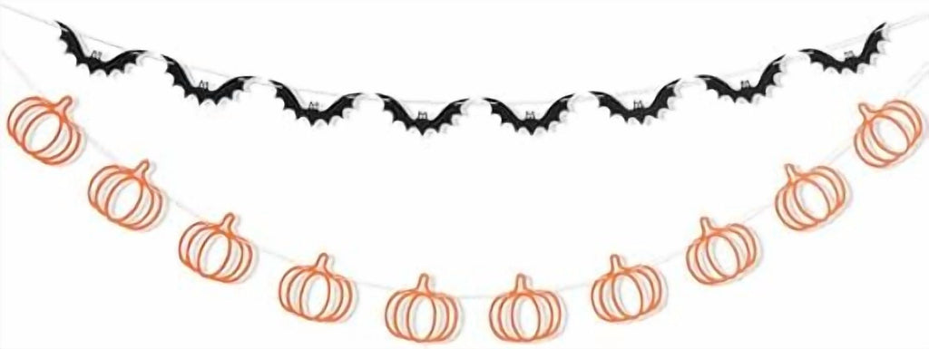Pumpkin and Bat Halloween Bunting Orange and Black