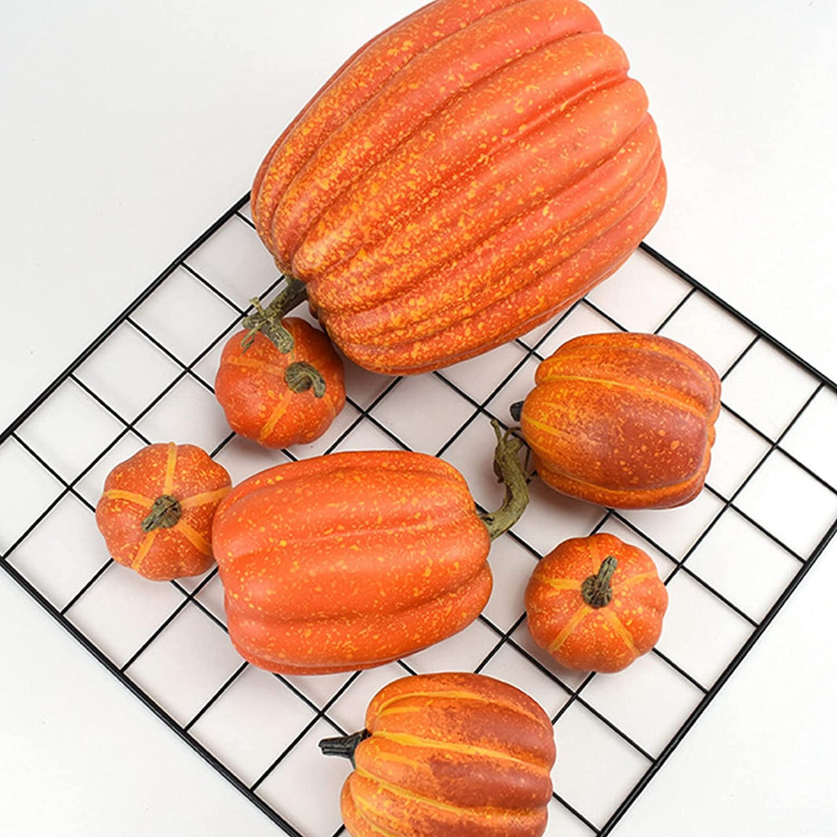 7Pcs Fake Pumpkins Artificial Plastic Pumpkins Decorations Foam Pumpkins for Fall Halloween Home Decor (Blue, One Size)