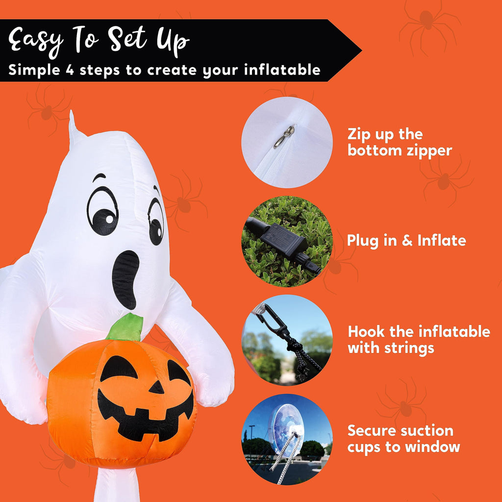 Joyfy 4 FT Halloween Inflatable Purple Octupos Head with Tentacles Broke Out from Window with Built-in LED Blow Up Inflatable for Window Decoration Yard Garden Lawn Decor