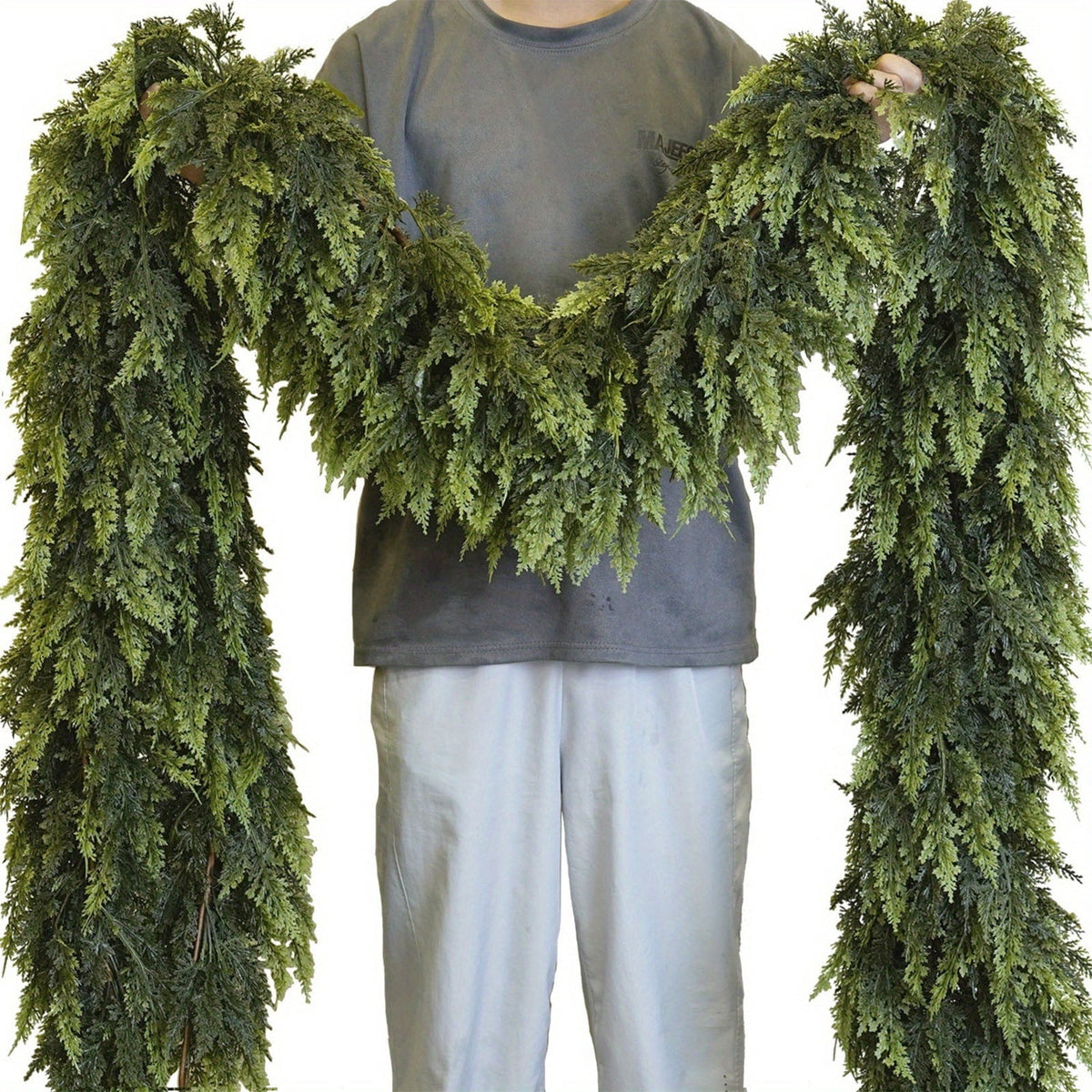Spring Artificial Flowers Garland, 70 inch Fake Eucalyptus Vine Cherrys Blossoms Hanging Garland Rattan for Mantle Fireplace Wedding Indoor Outdoor Home Decor