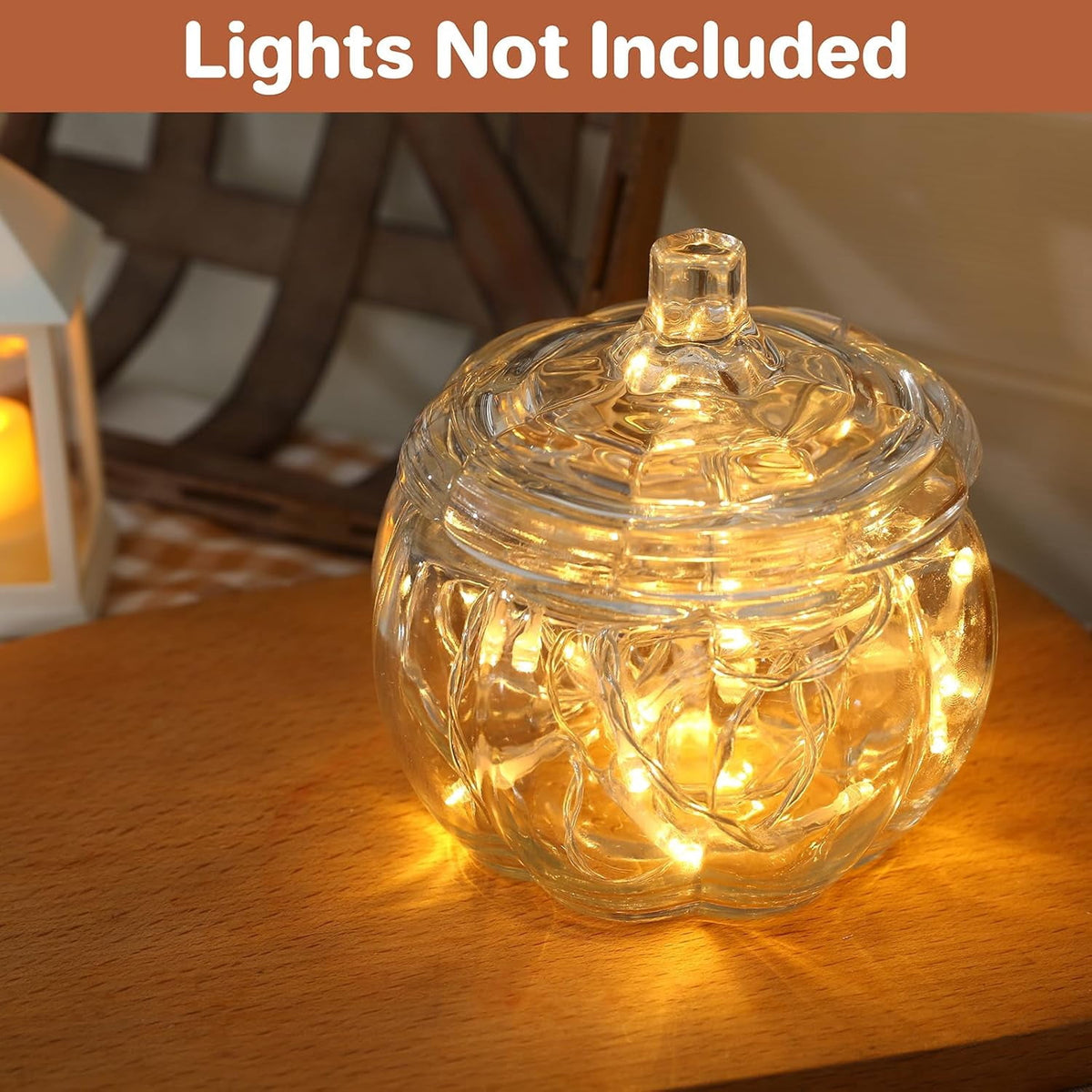 2 PCS Glass Pumpkin Jars with Lid-Halloween Candy Storage for Home Fall Thanksgiving Halloween Party Centerpieces Decor