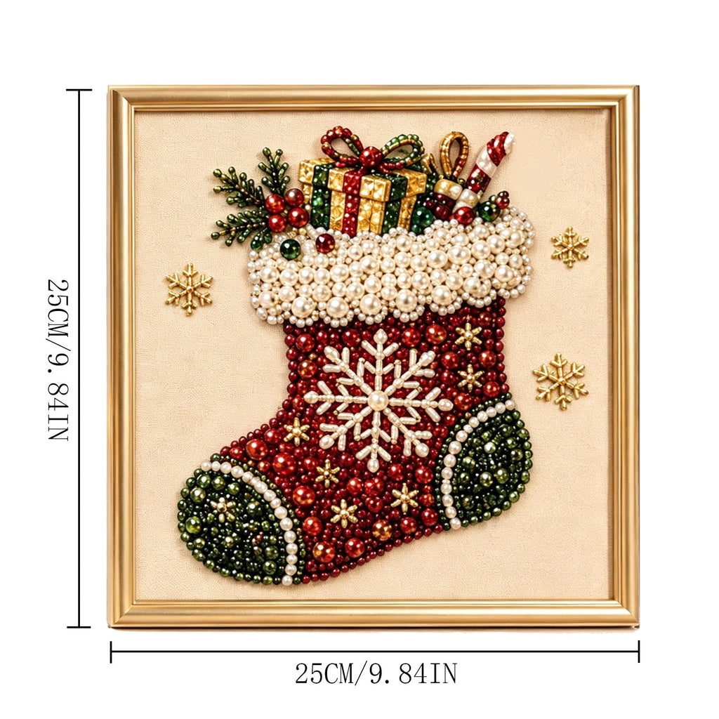 JWZZYD DIY Christmas Pearl Painting Art Kit with Frame, 9.8" Christmas Pearl Beads Art Craft Set, Gemstone Dots Beads for Holiday Christmas Wall Decor, Decoration Gift(Reindeer)