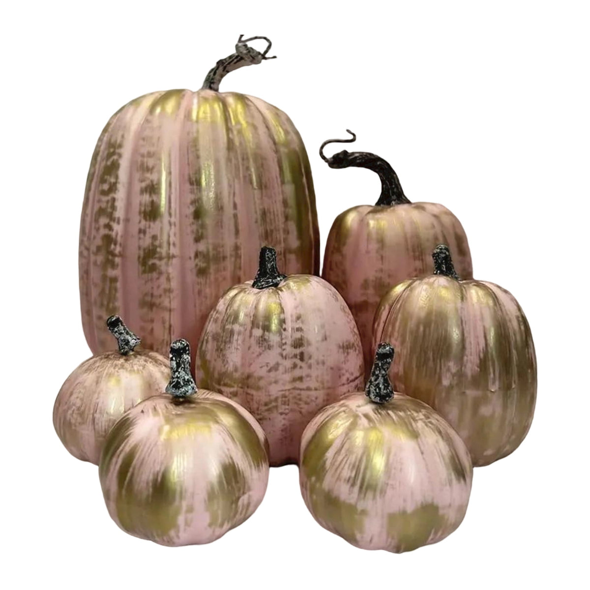 7Pcs Artificial Pumpkins Fall Decoration Assorted Faux Pumpkin Cute Foam Pumpkins for Home Outside Halloween Decorating (White)