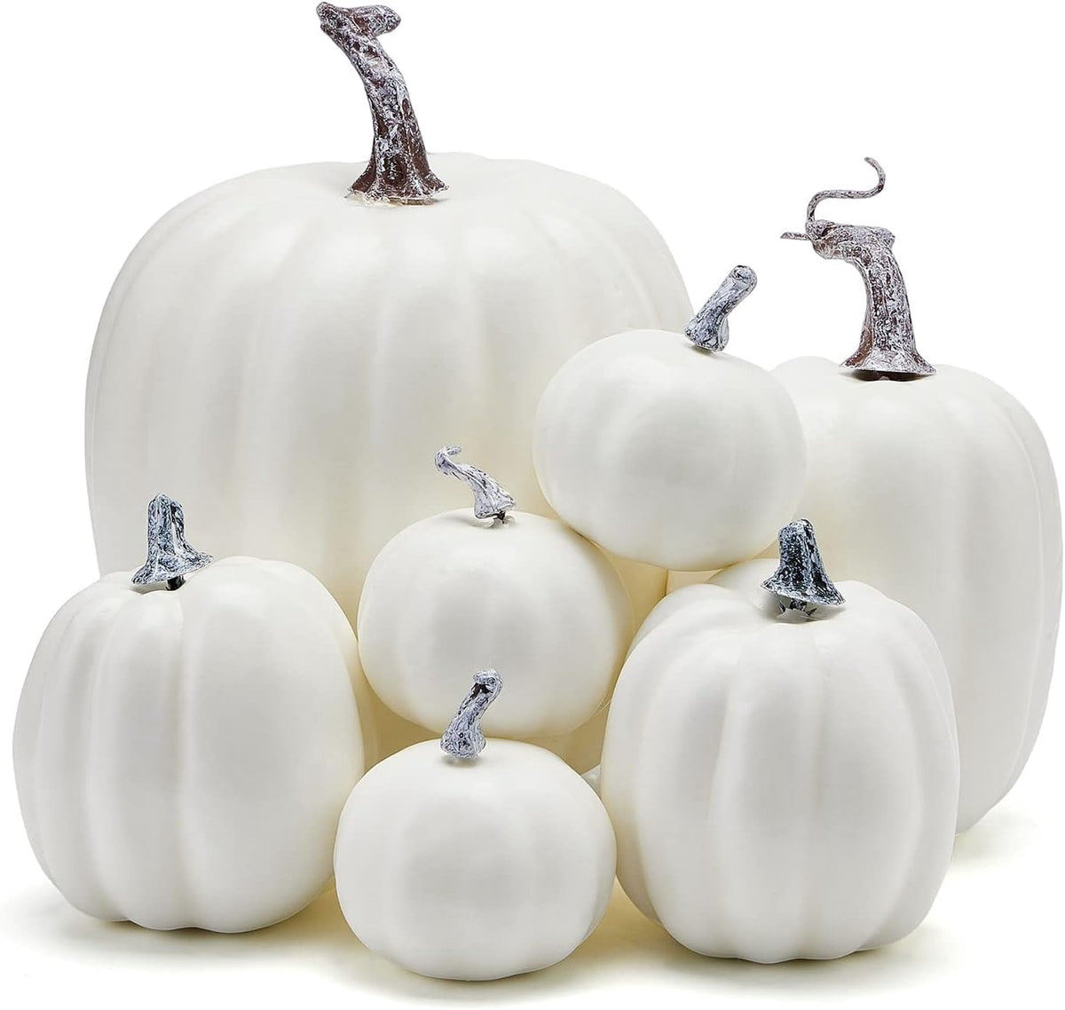 7Pcs Artificial Pumpkins Fall Decoration Assorted Faux Pumpkin Cute Foam Pumpkins for Home Outside Halloween Decorating