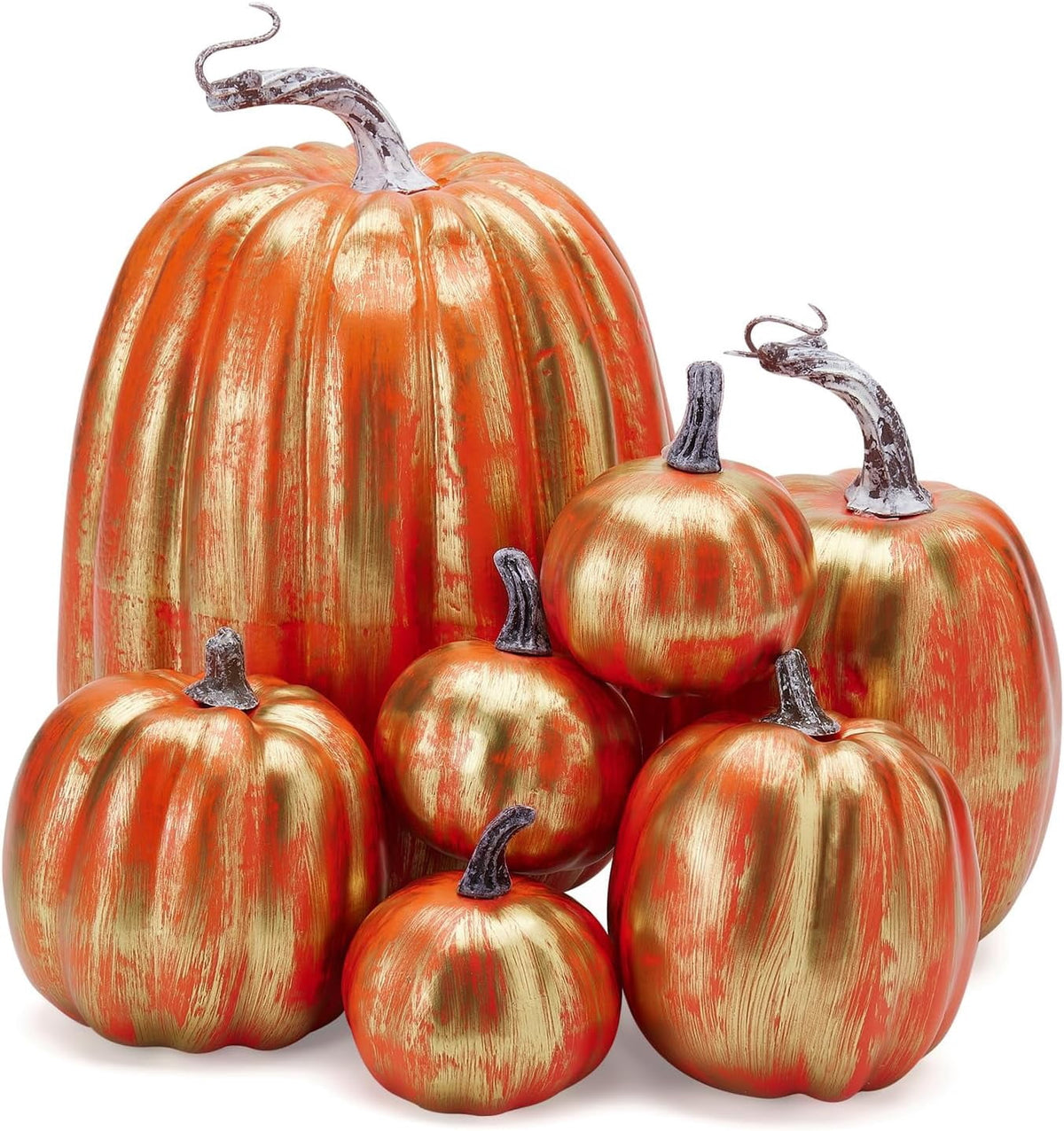 7Pcs Artificial Pumpkins Fall Decoration Assorted Faux Pumpkin Cute Foam Pumpkins for Home Outside Halloween Decorating