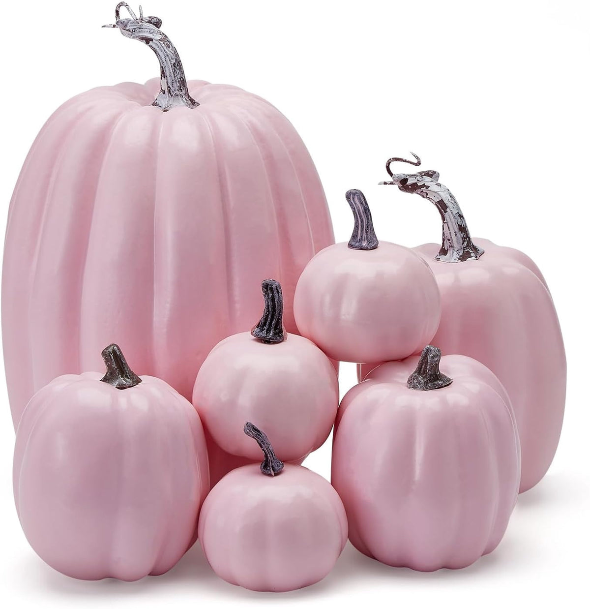 7Pcs Artificial Pumpkins Fall Decoration Assorted Faux Pumpkin Cute Foam Pumpkins for Home Outside Halloween Decorating