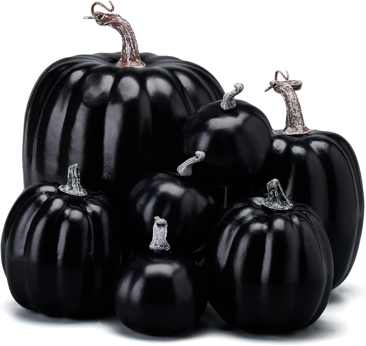 7Pcs Artificial Pumpkins Fall Decoration Assorted Faux Pumpkin Cute Foam Pumpkins for Home Outside Halloween Decorating