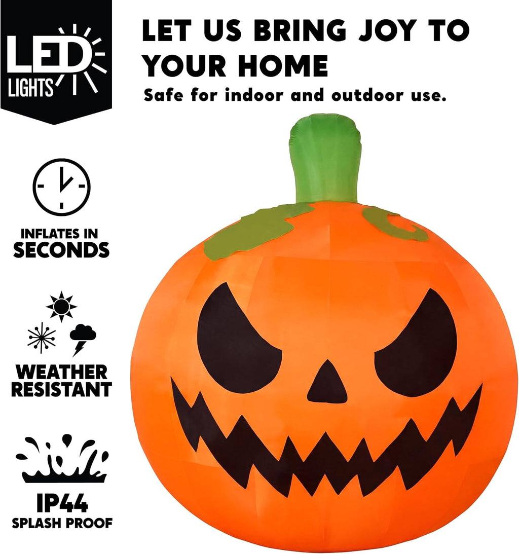 Joyfy 10 Ft Tall Halloween Inflatables Pumpkin,Giant Pumpki Blow Up Decor with Built-in LED Lights,Outdoor Decorations for Yard,Lawn,Garden