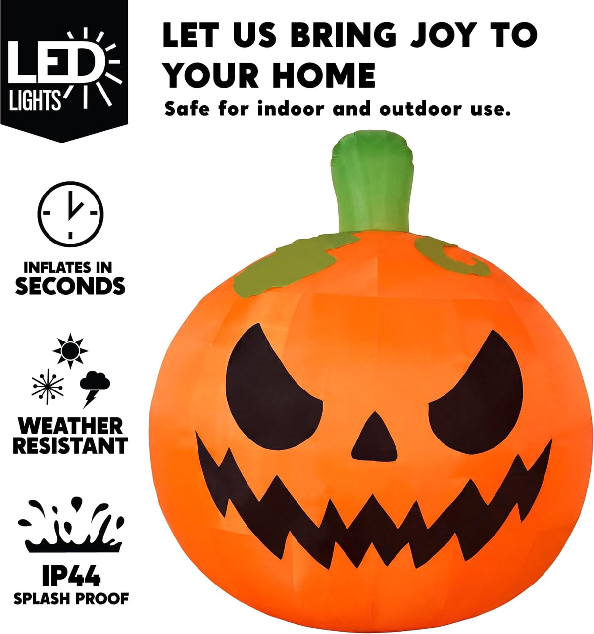 Joyfy 10 Ft Tall Halloween Inflatables Pumpkin,Giant Pumpki Blow Up Decor with Built-in LED Lights,Outdoor Decorations for Yard,Lawn,Garden