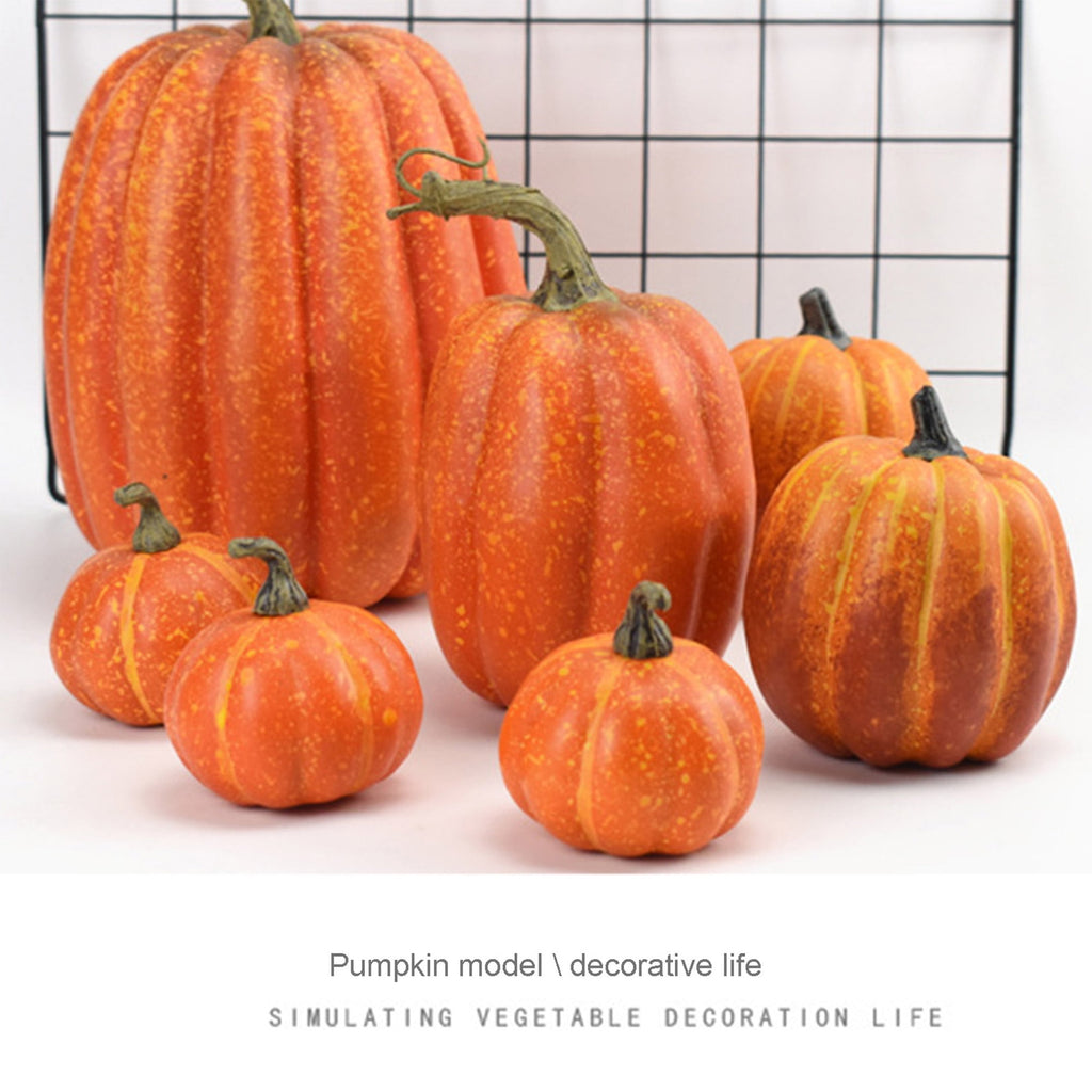 Xsylife 7Pcs Assorted Sizes Pumpkin Model Artificial Craft Fall Harvest Thanksgiving Decoration