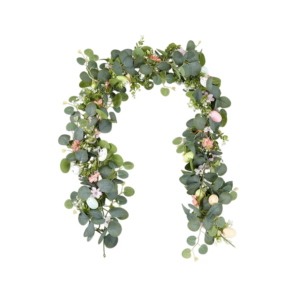 yulier Artificial Garland 70.86 inch Spring Garland with Flowers, Faux Vines Floral Hanging Garland for Holiday Wedding Spring Home Party Window Door Fireplace Table Indoor Outdoor Decor