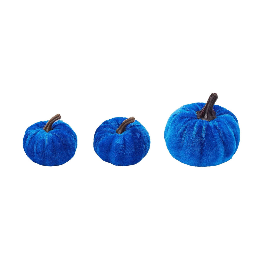 Bazyrey Velvet Pumpkins Fake Mini Pumpkin,Halloween Decor 12pcs Artificial Fake Velvet Pumpkins Decoration for Fall(Blue+White),Happy Halloween Thanks Giving Day Autumn Decorations