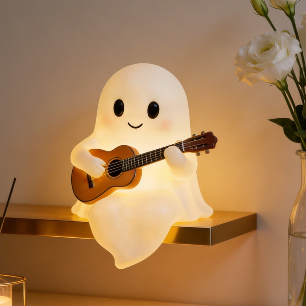Sahpxhe Halloween Ghost Lamp Decor Warm LED Light for Halloween Mantel Shelf Tabletop Spooky Indoor Halloween Decor