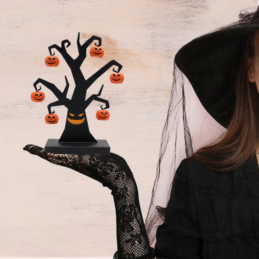 Blueek Halloween Indoor Decor, MiNi Halloween Tree with 6 Pumpkin Ornaments, Halloween Decorations Black Tree for Indoor Home Desk Table