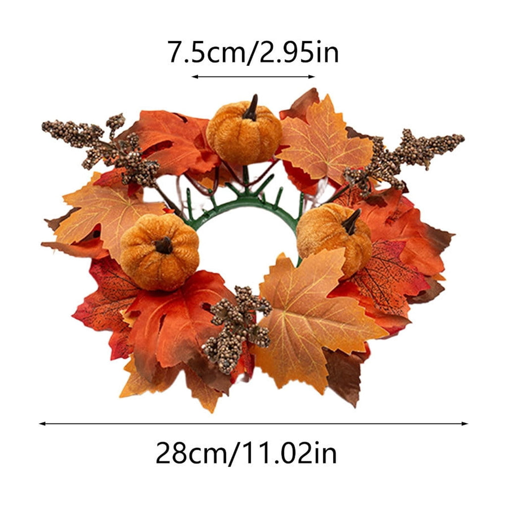 Fall Maple Leaf Front Door Wreath, Multicolor Plastic Seasonal Wreath for Halloween Thanksgiving Christmas Indoor Wall Fireplace Home Decor, 9.84 Inch