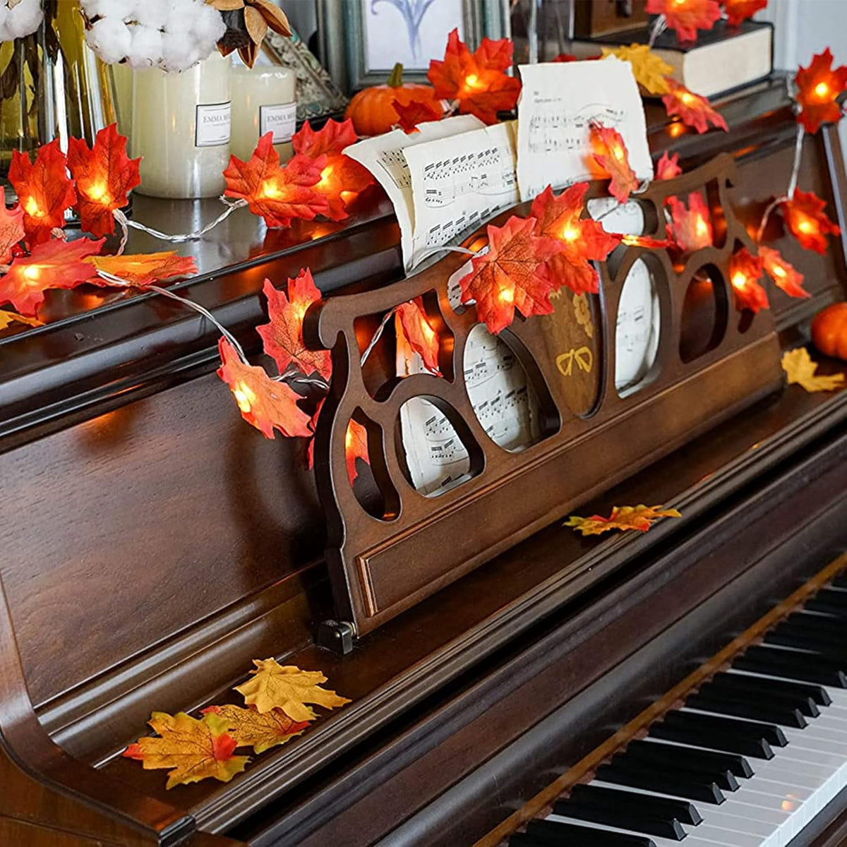AGCAN 3 Pack Maple Leaf String Light, Total 60 LED 30Ft Artificial Fall Decor Leaf Light USB Operated Centerpiece Table Decorations for Autumn Harvest, Thanksgiving, Halloween, Indoor