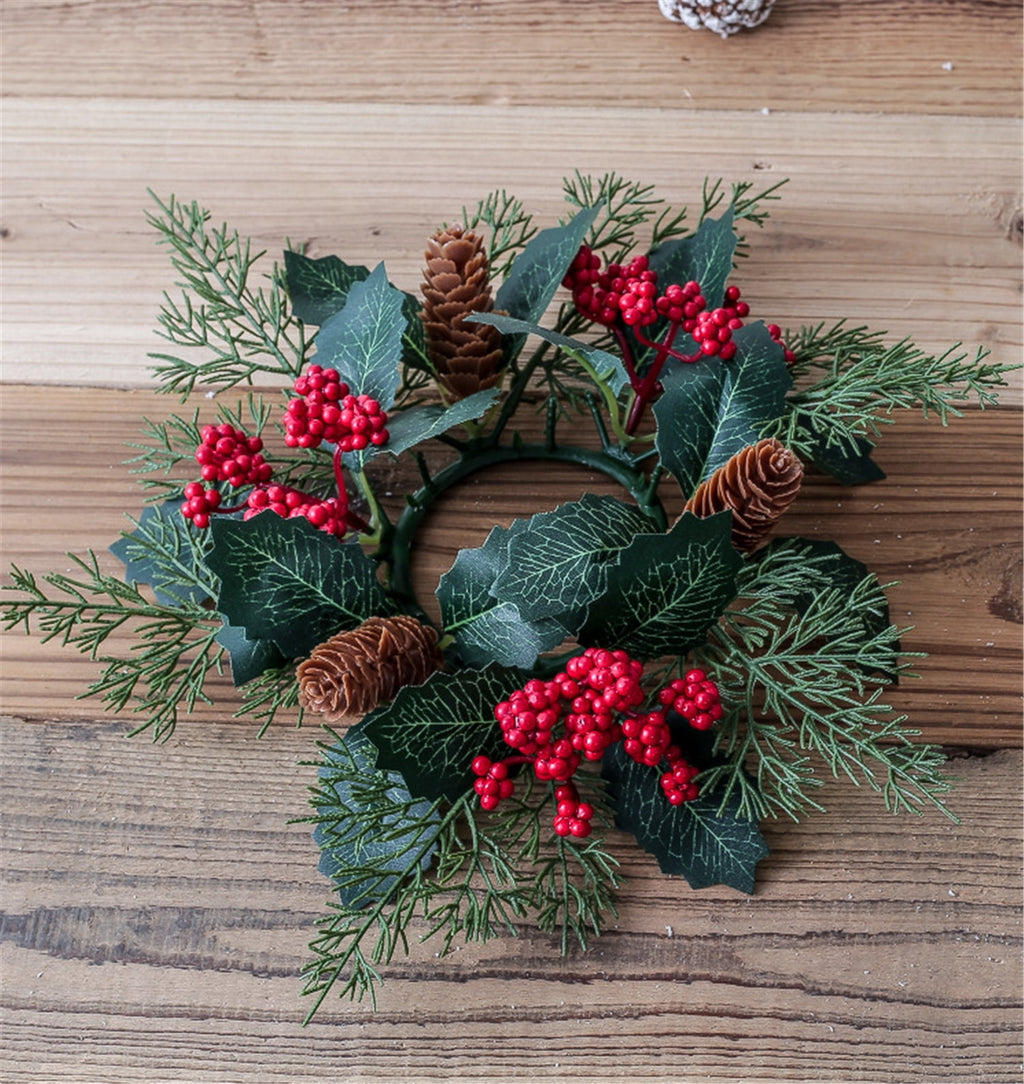 TETOU 2Pcs Halloween Candle Rings Wreath for Pillar Candle Holder, Maple Leaf Black Rose Small Wreaths for Fall Thanksgiving Home Table Centerpieces, Cabinet Decorations - Black