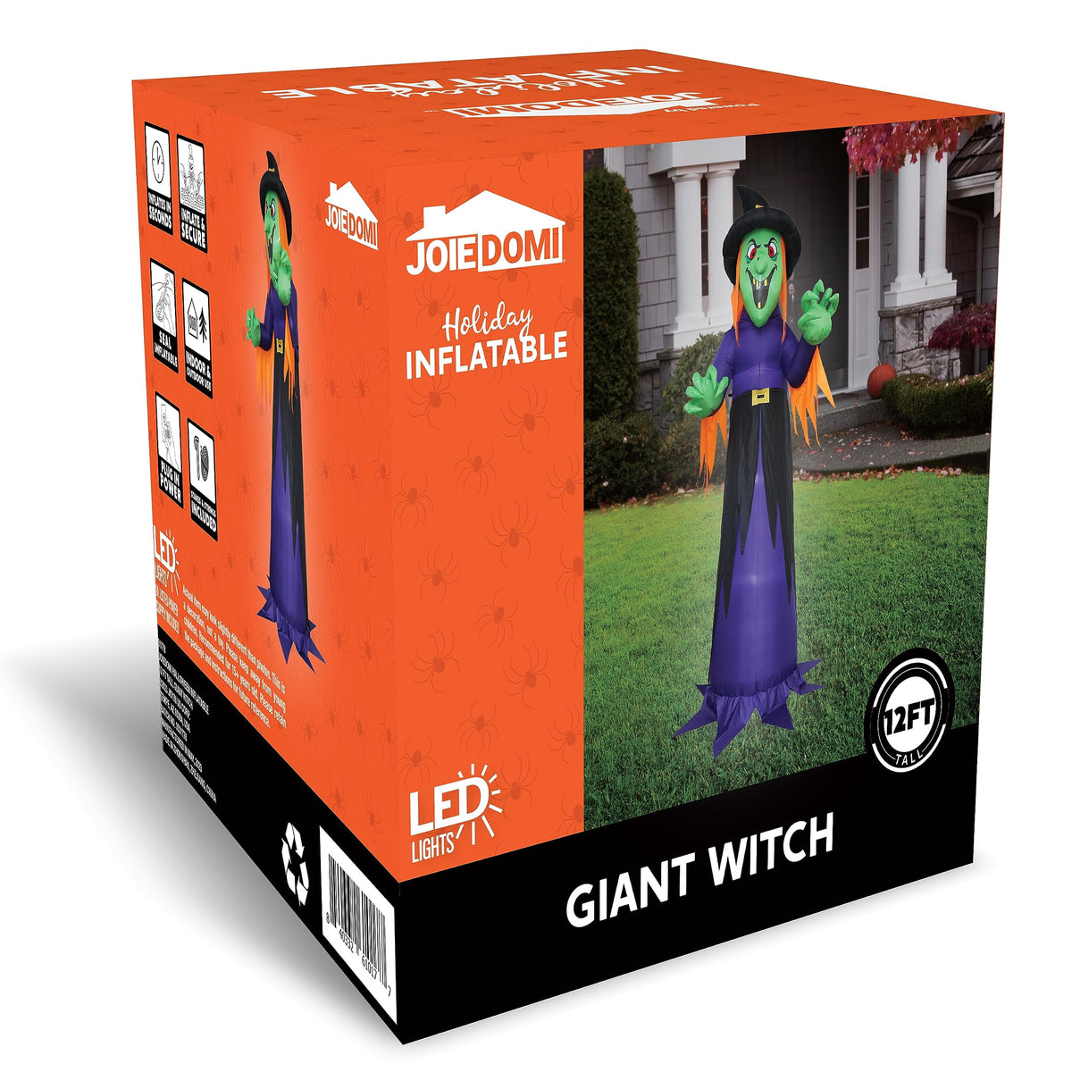 Joyfy 12 ft Giant Halloween Inflatable Pumpkin Ghost Vampire with Skull Decoration with Built-in LEDs,Ghost Halloween Decorations Outdoor Blow Up Yard Lawn Decoration
