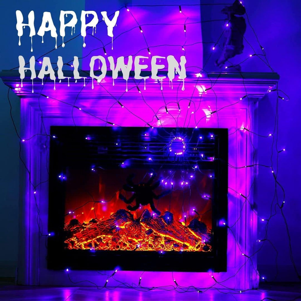 Ayieyill Halloween Spider String Lights,4FT 70 Purple LED with Realistic Spiders, 8 Lighting Modes , Halloween Decorations Indoor Outdoor