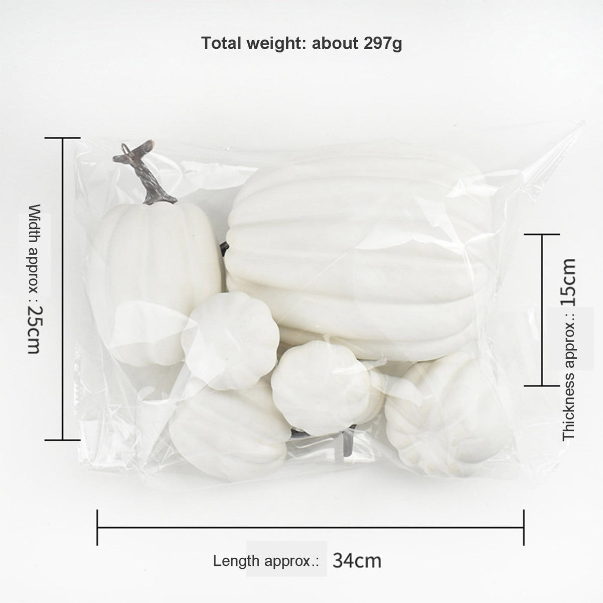 7Pcs Artificial Pumpkins Fall Decoration Assorted Faux Pumpkin Cute Foam Pumpkins for Home Outside Halloween Decorating (White)