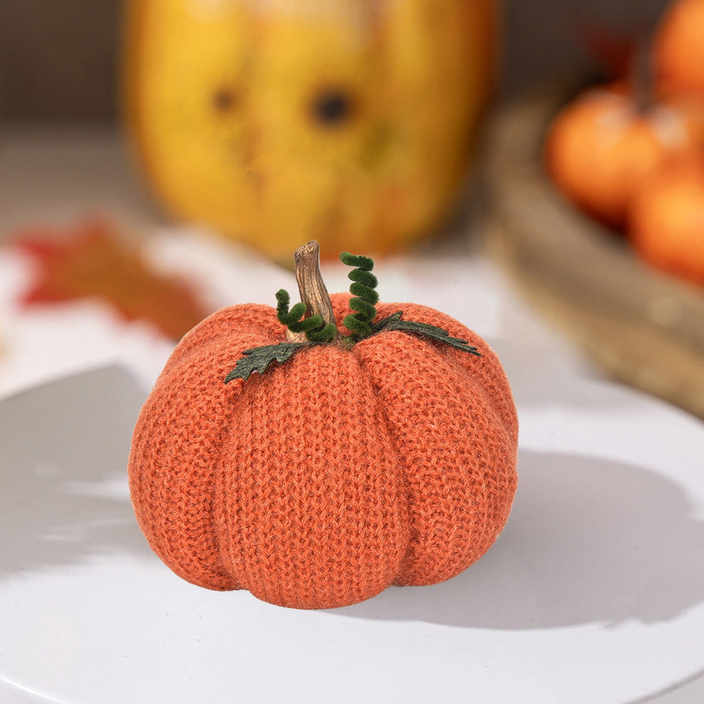 Taotanxi Fall Mini Crochet Pumpkins Seasonal Knit Decorative Pumpkins for Crafts Rustic Decor Farmhouse Decorative Fall Thanksgiving Centerpiece Table Decorations for Mantel Kitchen Gift