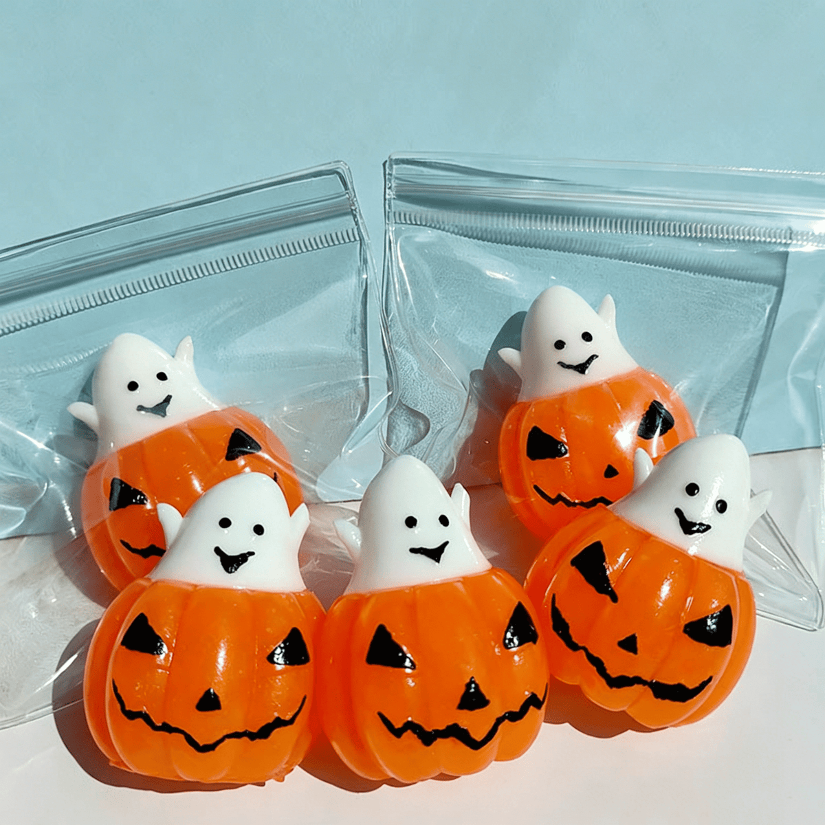 Zydvens Halloween Spooky Ghost in Jack-O'-Lantern Squishy Toys - Cute Matte Pumpkin Ghost Sensory Fidget Toy for Halloween & Thanksgiving Holiday Party Favors