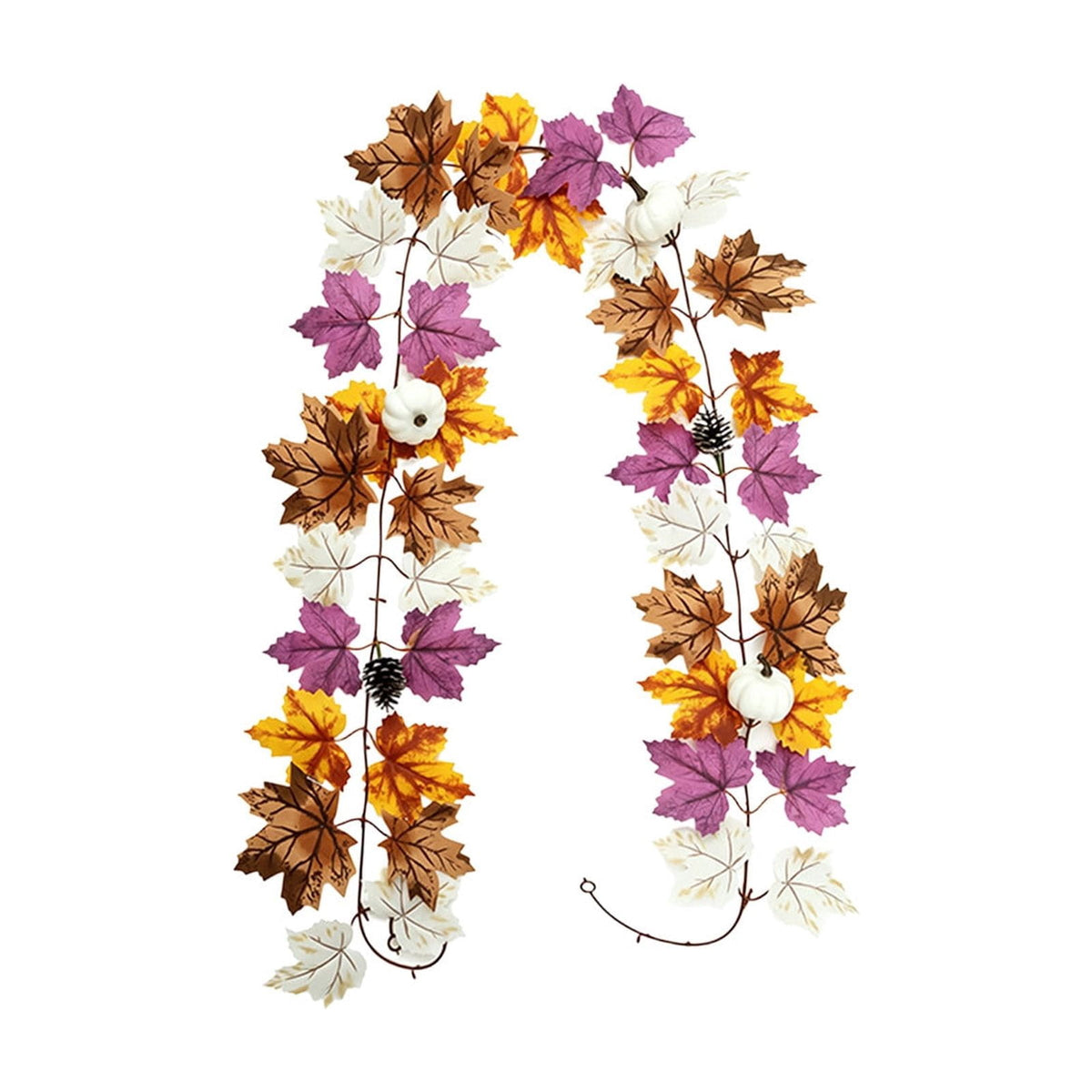Fall Maple Leaf Front Door Wreath, Multicolor Plastic Seasonal Wreath for Halloween Thanksgiving Christmas Indoor Wall Fireplace Home Decor, 9.84 Inch