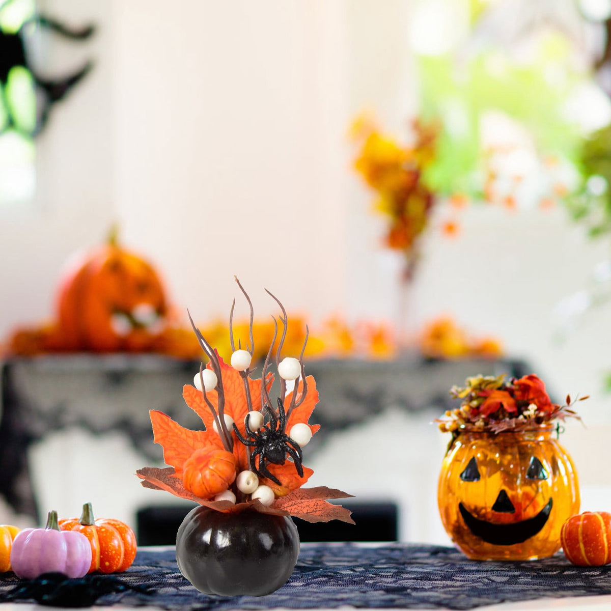 Kedshhgu Realistic Fall Mini Pumpkin Decorations, Fall Table Centerpieces Decoration, Pumpkins Thanksgiving Decoration for Indoor Desk Shelf Fireplace Fall Party Decor Centerpieces