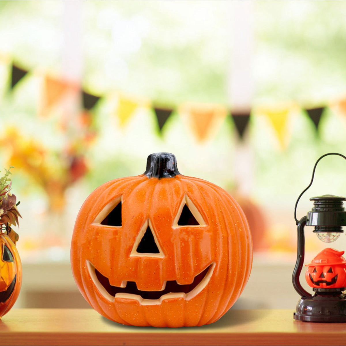 Jumbo Halloween Pumpkin Lantern - 18In Glow-In-The-Dark Carved Decor With Led Lights, Waterproof Outdoor/Indoor Decoration For Porch, Yard & Party Scenes