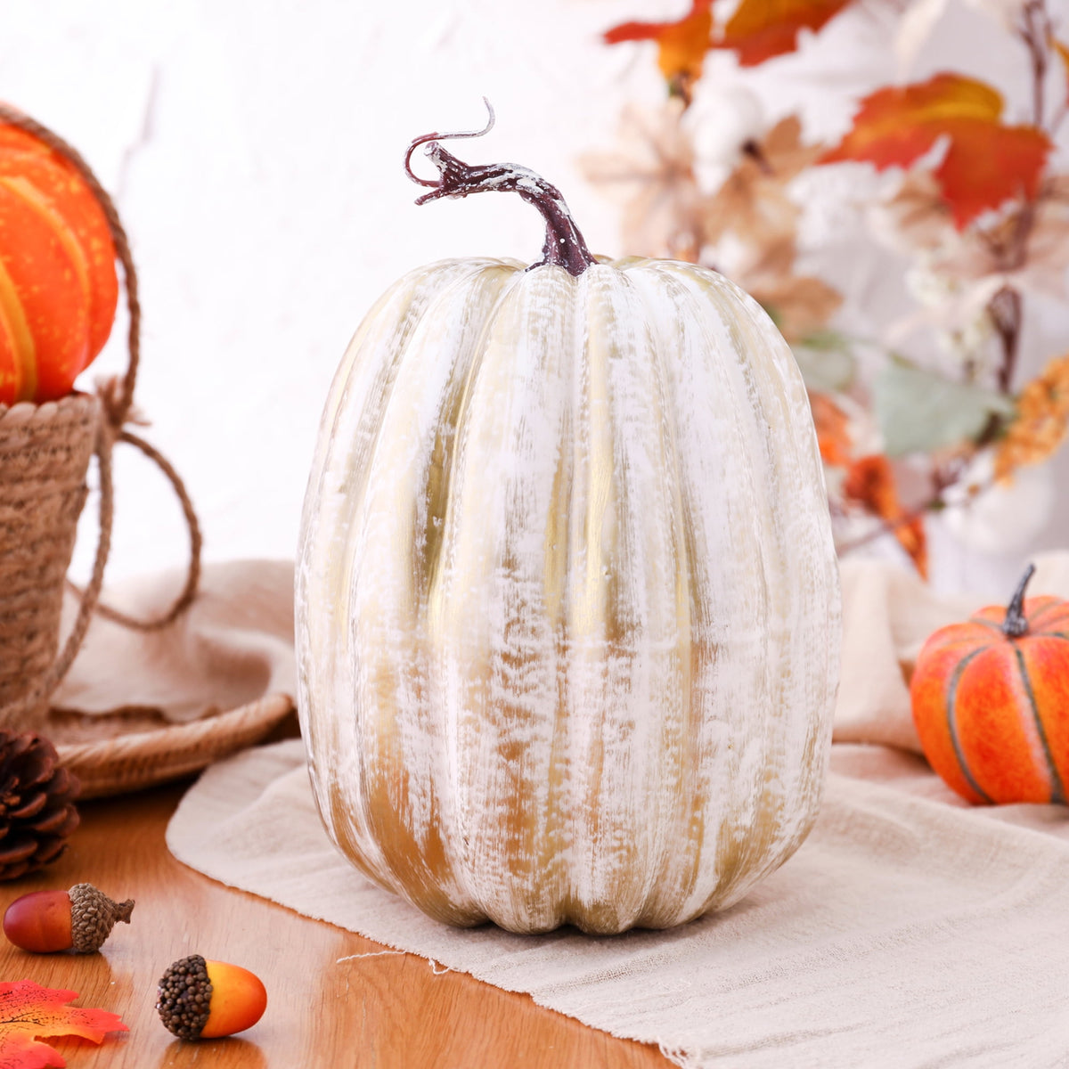 RUINIXCW 8 Inch Large Artificial Pumpkins Fall Decorations Thanksgiving Halloween Pumpkins Giant Fake Pumpkins Foam Pumpkins Autumn Harvest Home Decor