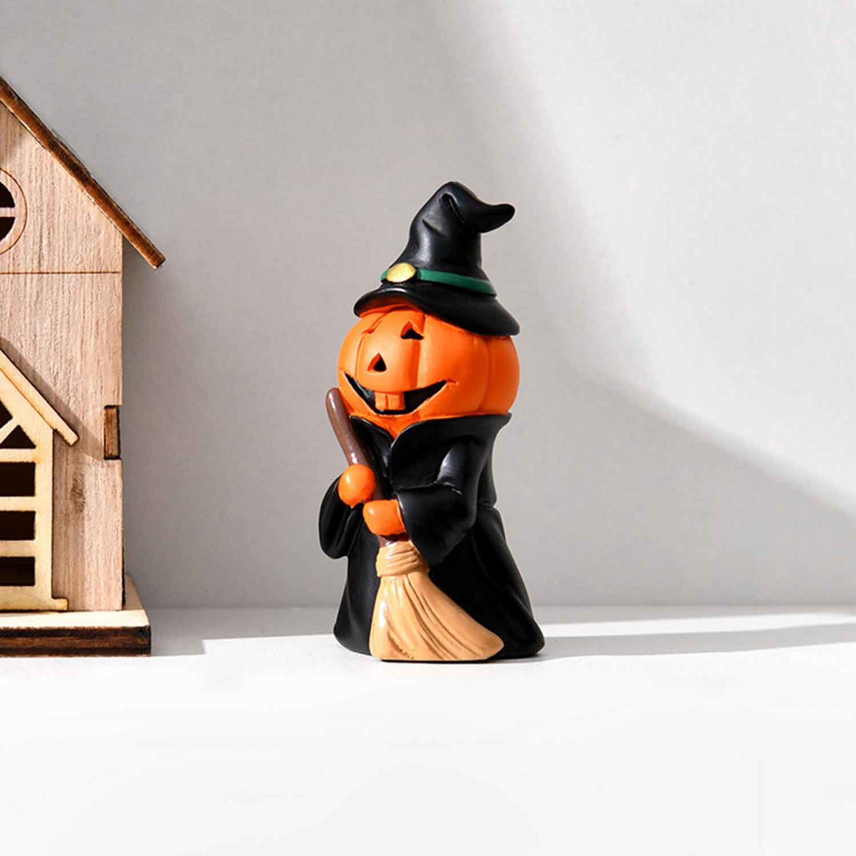 3 Pcs Miniature Halloween Pumpkin Witch Figurines Cute Resin Pumpkin Halloween Table Decor Devil Witch Pumpkin Decor Halloween Figurines Halloween Fairy Garden Accessories for Home Indoor Decor