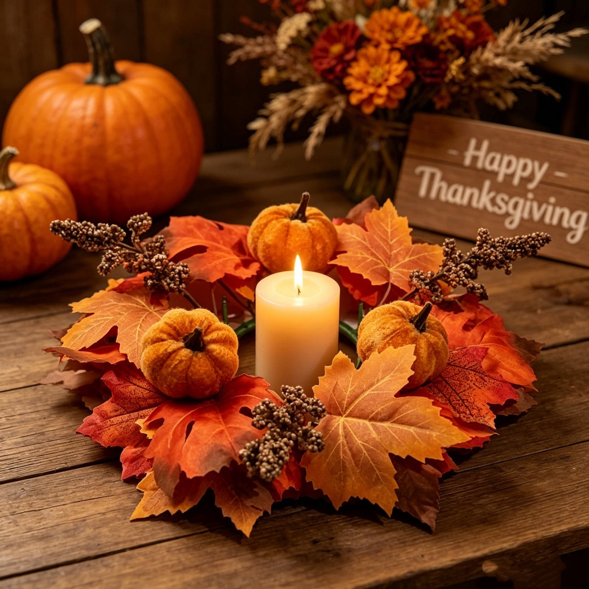 Fall Maple Leaf Front Door Wreath, Multicolor Plastic Seasonal Wreath for Halloween Thanksgiving Christmas Indoor Wall Fireplace Home Decor, 9.84 Inch