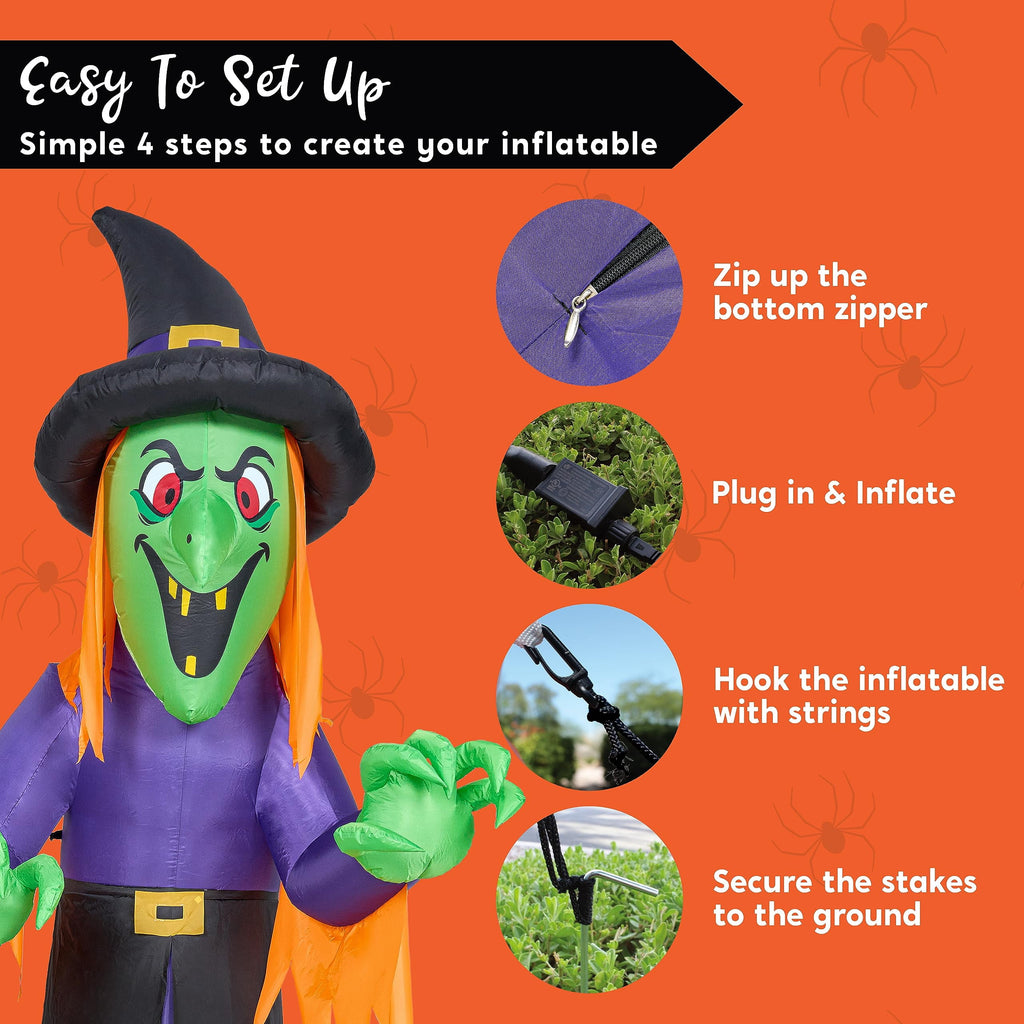 Joyfy 12 ft Giant Halloween Inflatable Pumpkin Ghost Vampire with Skull Decoration with Built-in LEDs,Ghost Halloween Decorations Outdoor Blow Up Yard Lawn Decoration