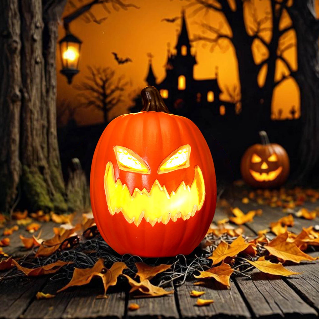 SRUILUO Halloween Light up Jack-O-Lantern, Fall Thanksgiving Pumpkin Light Decorations, Pumpkin Prop with LED Light, Halloween Tabletop Decorations Props for Indoor Outdoor Decor (No Battery)