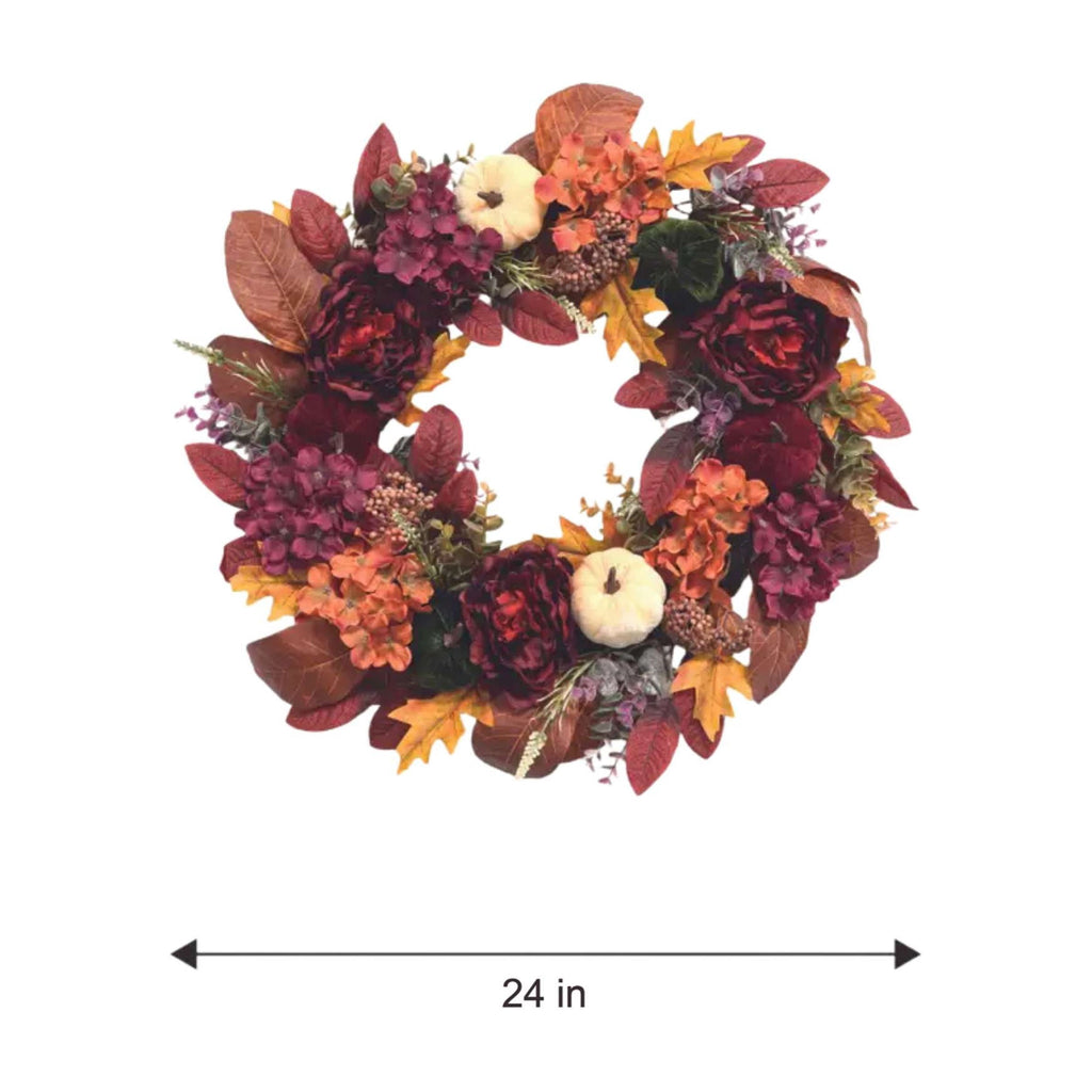 Peonies and Hydrangeas Wreath, Multicolor, 24", Fall by Way To Celebrate