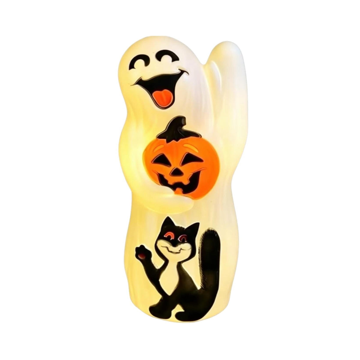 Halloween Ghost,Halloween Blow Mold,Halloween Ghost with Pumpkins - Jack-O-Lantern Blow Mold Light-Up Decoration - Perfect for Halloween, Home, Yard(White 12IN)