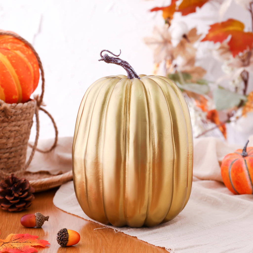RUINIXCW 8 Inch Large Artificial Pumpkins Fall Decorations Thanksgiving Halloween Pumpkins Giant Fake Pumpkins Foam Pumpkins Autumn Harvest Home Decor
