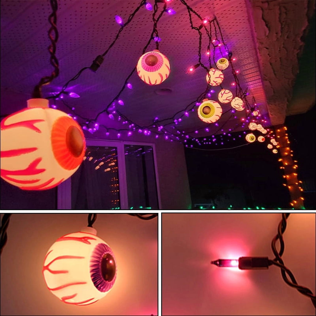 7Ft Halloween Pumpkin String Lights, Halloween Decorations Lights with 10 LED Colorful Pumpkin Lights 15 Orange Bulbs, Hanging Fairy Lights for Outdoor Curtain Garden Porch Bar Party Bedroom Decor
