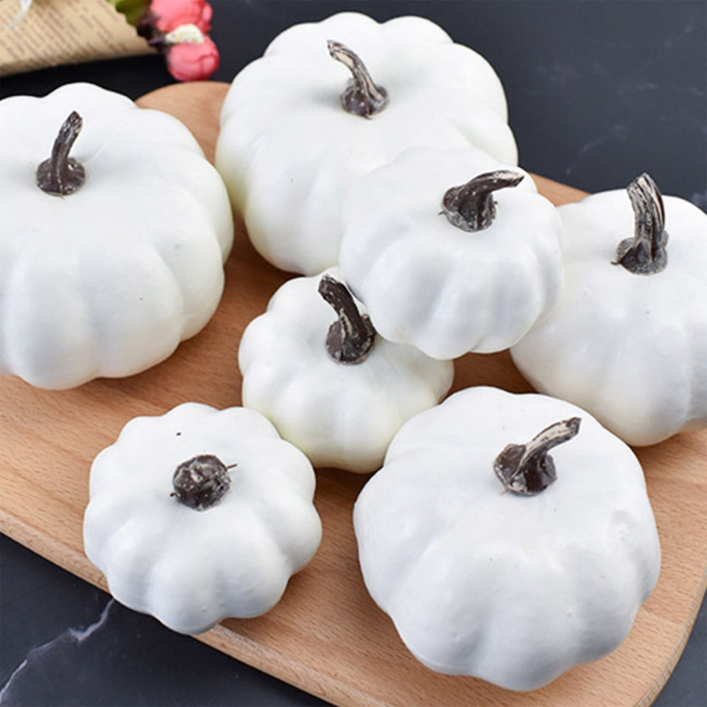 7 Pcs Assorted Size Artificial Pumpkin Set, Realistic Foam Pumpkin Decorations for Halloween Fall Harvest Decor, Thanksgiving Table Decor Centerpiece, Farmhouse Seasonal Home Decor and Party Display