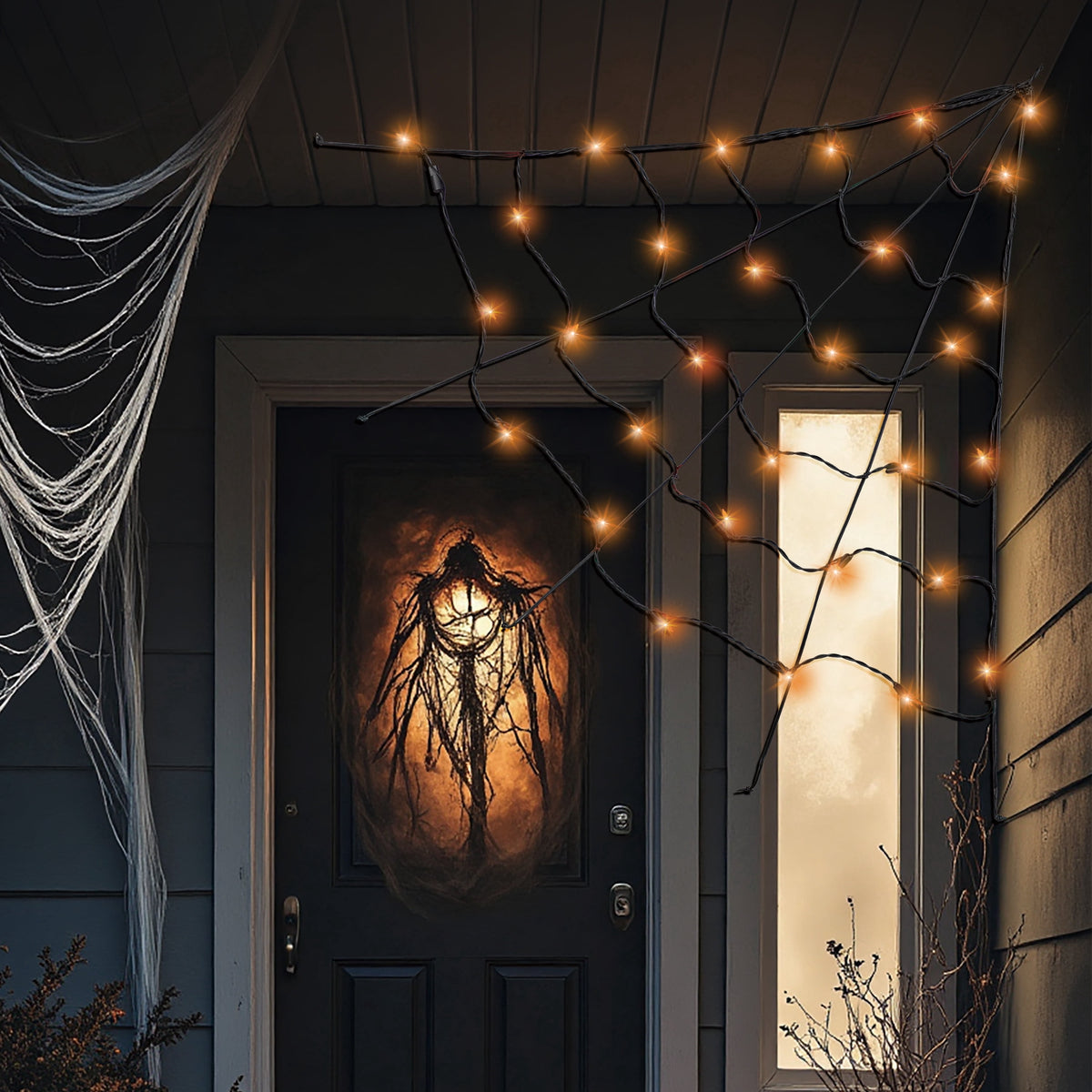 Indoor/Outdoor 30-Count LED Corner Web Lights, Purple, 30" x 30", Halloween by Way To Celebrate