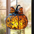 AZXY Stained Glass Hanging Pumpkin Ornament, Halloween Decor, Halloween Pumpkins, Halloween Decorations, Halloween Party Decor,Bat Star Pumpkin Hanging Decor for Indoor Window Tabletop