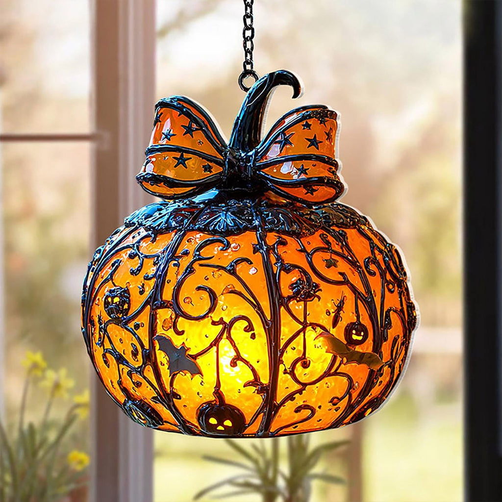 Acrylic Halloween Pumpkin Pendant Hanging Ornament - Spooky Fall Home Decor for Porch Wall Door Indoor Outdoor