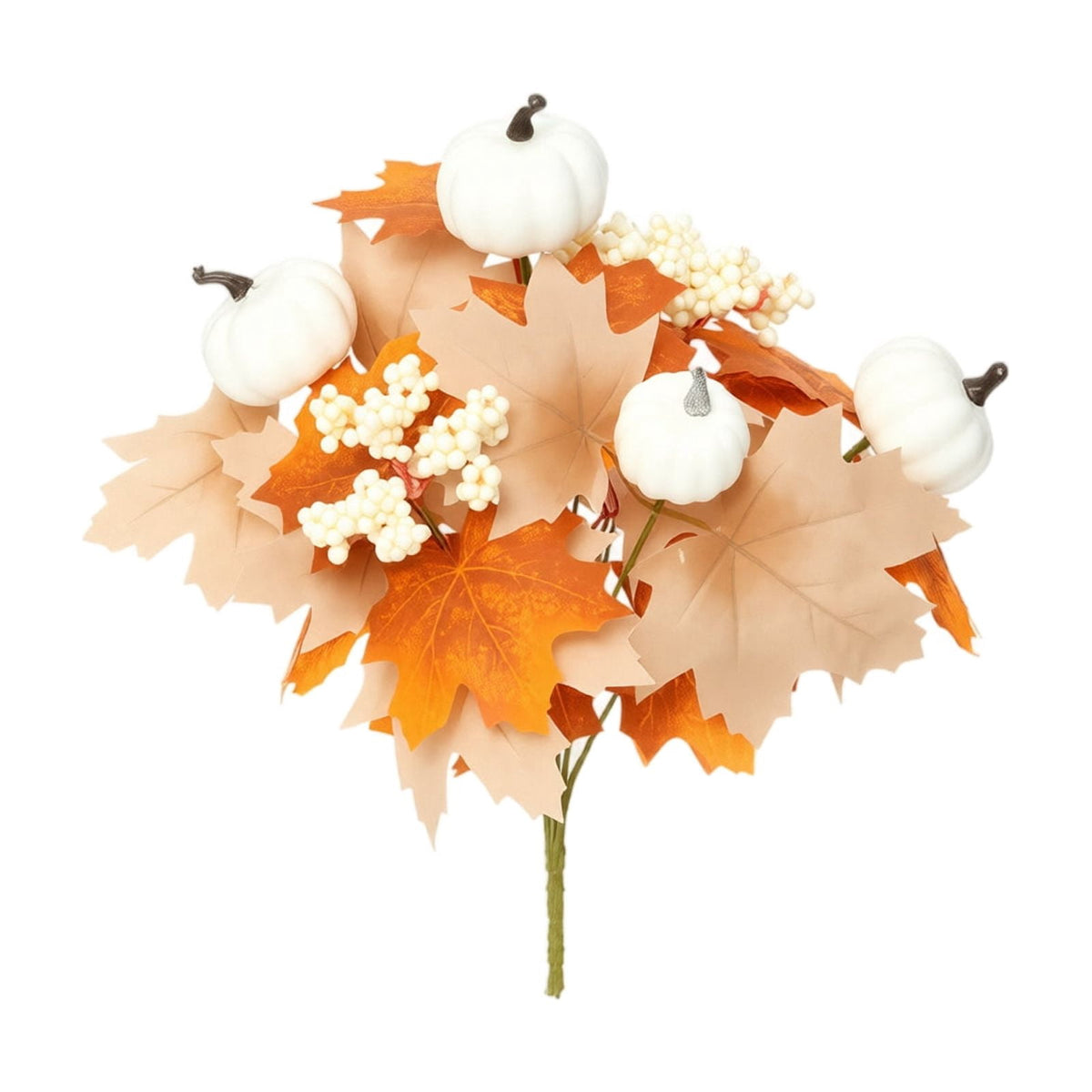 Artificial Flower Pumpkin Picks for Halloween Decoration, 11.8in Autumn Harvest Floral Stems, Decorative Vase Fillers for Home Party Table Centerpiece DIY Yellow Green
