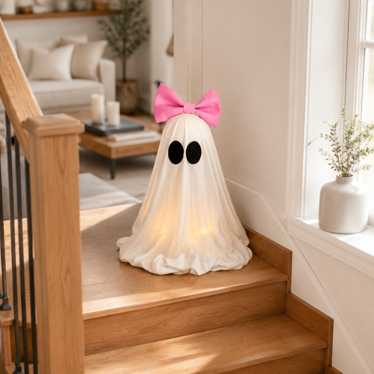 AuroraX Halloween Ghost Decor Outdoor Halloween Decoration Courtyard Tabletop Desktop Haunted Halloween Decoration for Yard Garden Pink